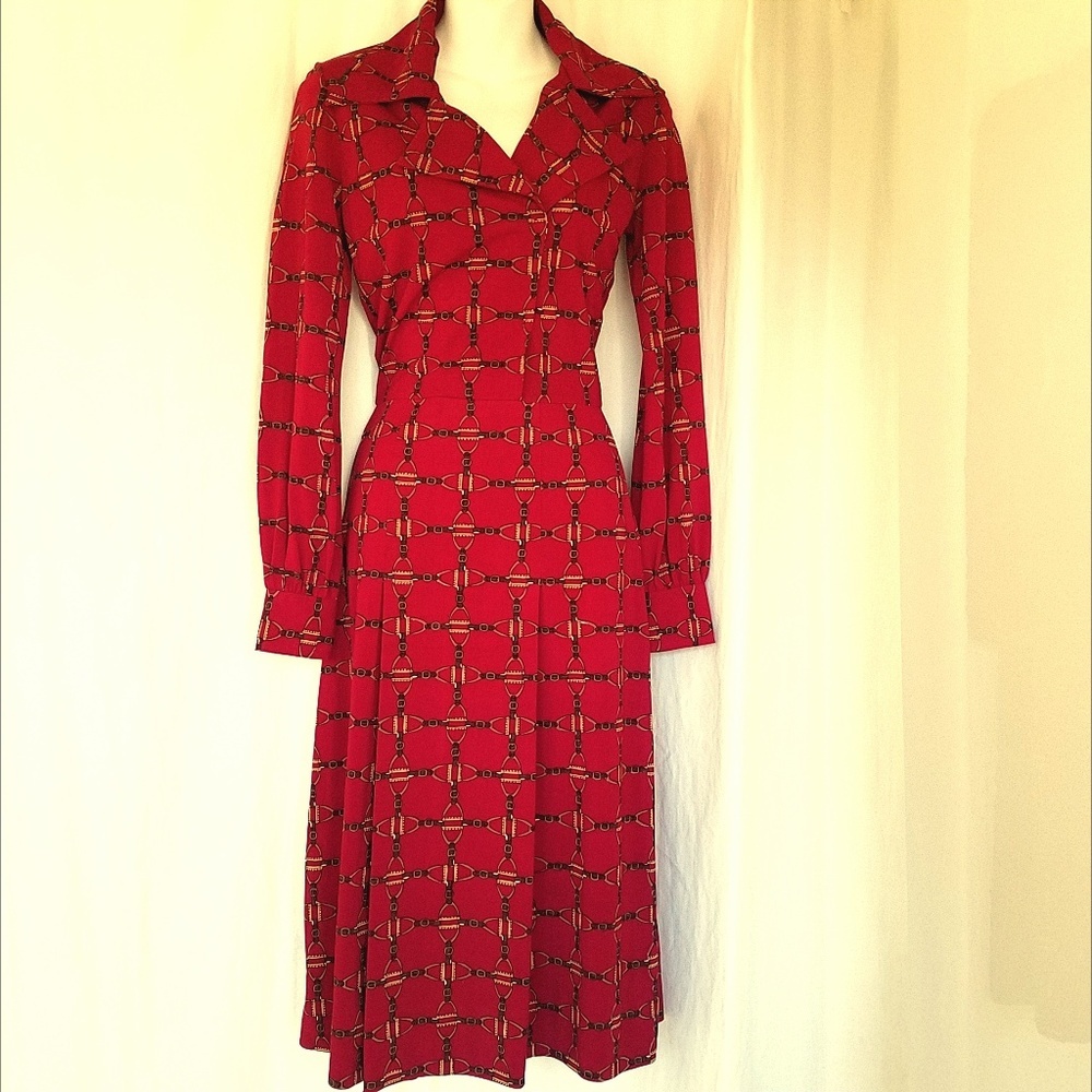 VTG Neiman Marcus Horsebit Red Dress